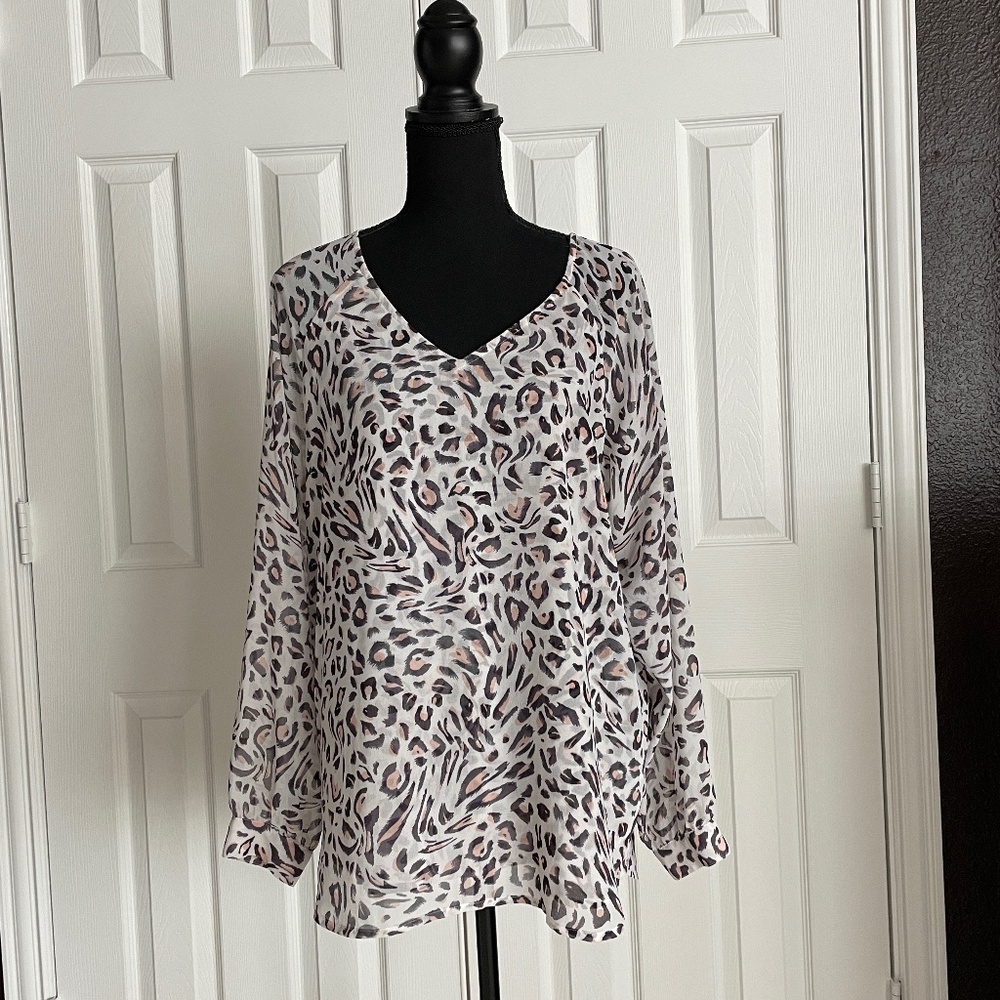 CAbi cheetah print blouse